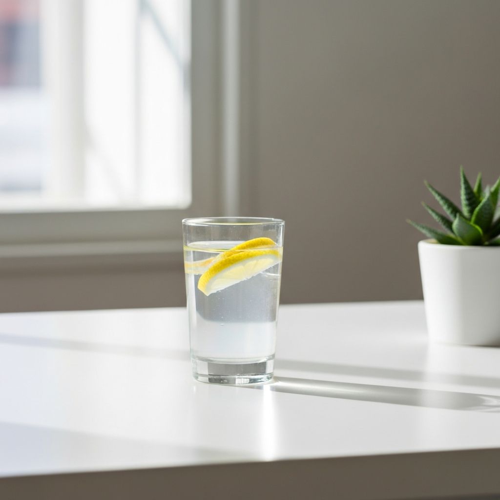 Vaso de agua con limón